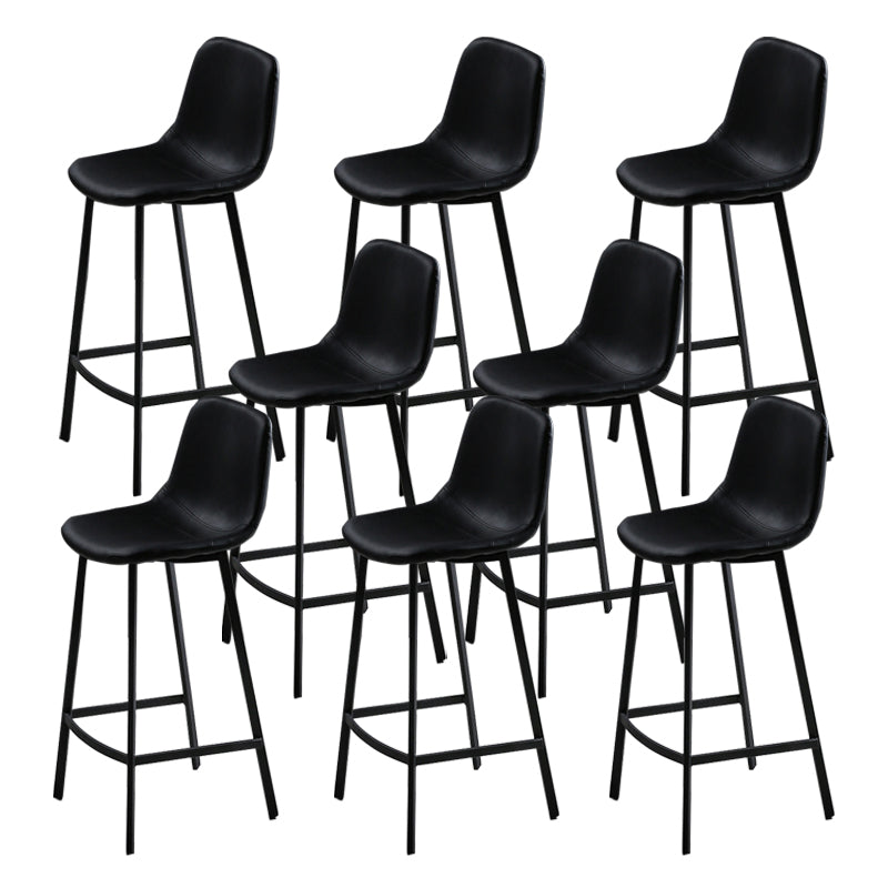 Faux Leather Saddle Seat Barstool Contemporary Armless Bar Stool with 4 Black Legs Black 8 Piece Set Clearhalo 'Bar Furniture' 'Bar Stools' 'bar_stools' 'furn' 'furn_bar_stools' 'Furniture' 'Kitchen & Dining Furniture' 5838956