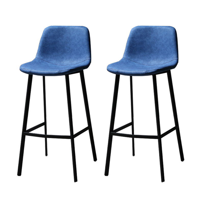 Faux Leather Saddle Seat Barstool Contemporary Armless Bar Stool with 4 Black Legs Blue 2 Piece Set Clearhalo 'Bar Furniture' 'Bar Stools' 'bar_stools' 'furn' 'furn_bar_stools' 'Furniture' 'Kitchen & Dining Furniture' 5838958
