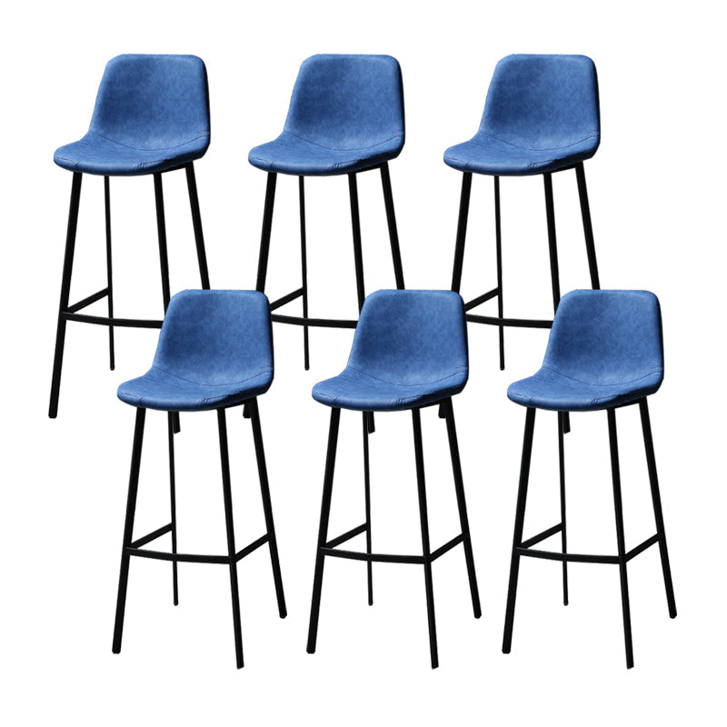 Faux Leather Saddle Seat Barstool Contemporary Armless Bar Stool with 4 Black Legs Blue 6 Piece Set Clearhalo 'Bar Furniture' 'Bar Stools' 'bar_stools' 'furn' 'furn_bar_stools' 'Furniture' 'Kitchen & Dining Furniture' 5838960