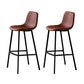 Faux Leather Saddle Seat Barstool Contemporary Armless Bar Stool with 4 Black Legs Brown 2 Piece Set Clearhalo 'Bar Furniture' 'Bar Stools' 'bar_stools' 'furn' 'furn_bar_stools' 'Furniture' 'Kitchen & Dining Furniture' 5838963