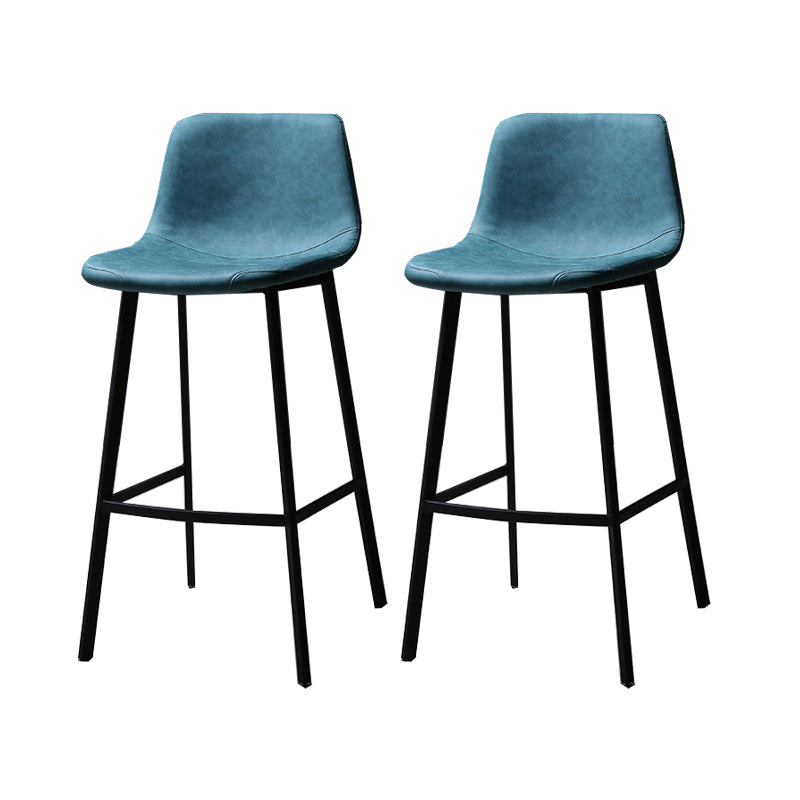 Faux Leather Saddle Seat Barstool Contemporary Armless Bar Stool with 4 Black Legs Green 2 Piece Set Clearhalo 'Bar Furniture' 'Bar Stools' 'bar_stools' 'furn' 'furn_bar_stools' 'Furniture' 'Kitchen & Dining Furniture' 5838968