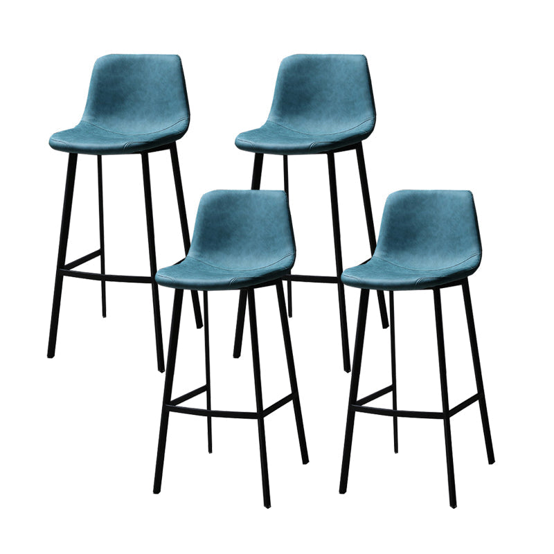 Faux Leather Saddle Seat Barstool Contemporary Armless Bar Stool with 4 Black Legs Green 4 Piece Set Clearhalo 'Bar Furniture' 'Bar Stools' 'bar_stools' 'furn' 'furn_bar_stools' 'Furniture' 'Kitchen & Dining Furniture' 5838969