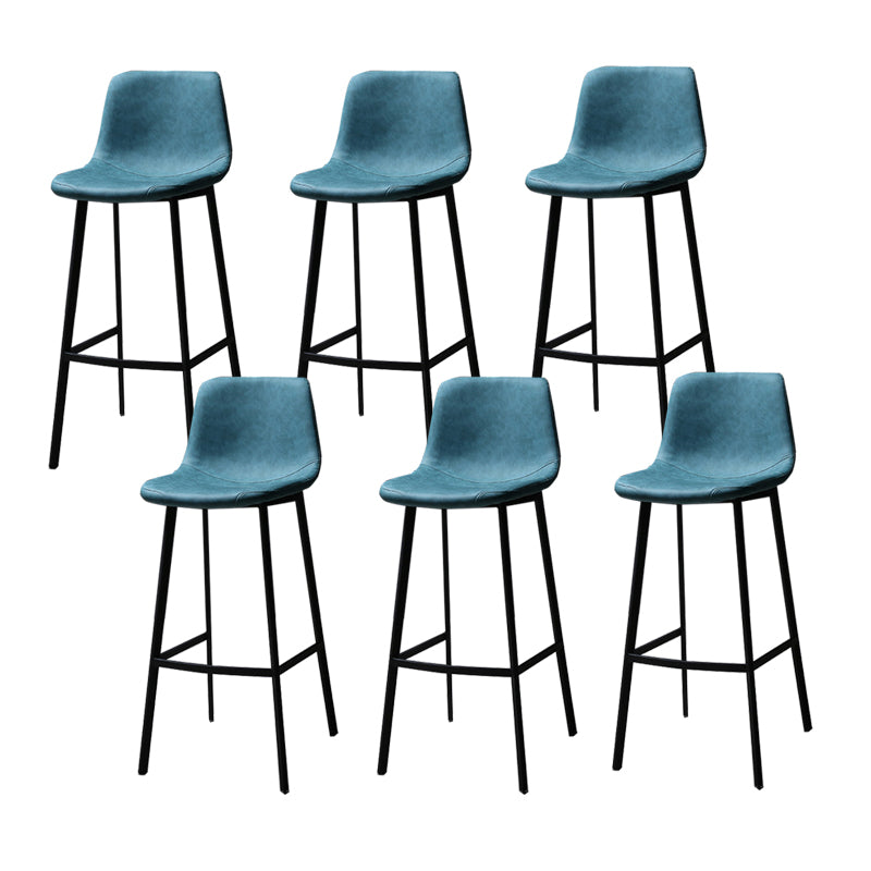 Faux Leather Saddle Seat Barstool Contemporary Armless Bar Stool with 4 Black Legs Green 6 Piece Set Clearhalo 'Bar Furniture' 'Bar Stools' 'bar_stools' 'furn' 'furn_bar_stools' 'Furniture' 'Kitchen & Dining Furniture' 5838970