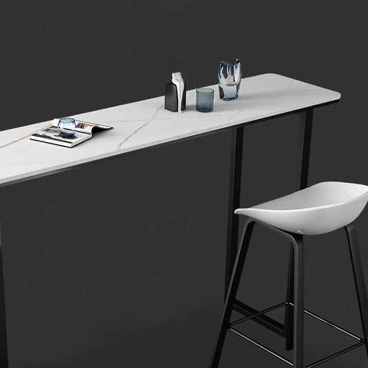 Tavolo da vino da banco di rettangolo interno industriale in pietra e tavolo da bar/dinette in metallo