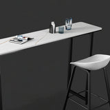 Industrial Indoor Rectangle Counter Wine Table Stone and Metal Bar/Dinette Table