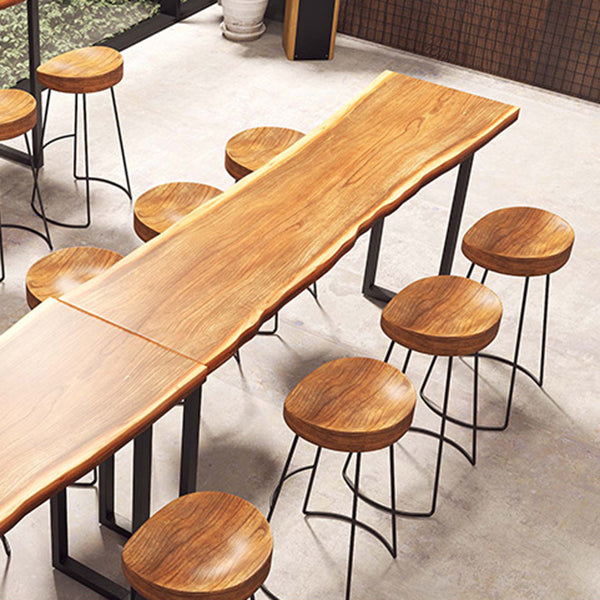 Glam Sled Counter Height Table Solid Wood and Metal Pub Height Dining Table Clearhalo 'Bar Furniture' 'Bar Tables' 'bar_tables' 'furn' 'furn_bar_tables' 'Furniture' 'Kitchen & Dining Furniture' 5839048