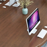 Industrial Oval Solid Wood Desk Brown Office Writing Desk Explain Chair Clearhalo 'furn' 'furn_office_desk' 'Furniture' 'Office Desks' 'Office Furniture' 'office_desk' 5839216