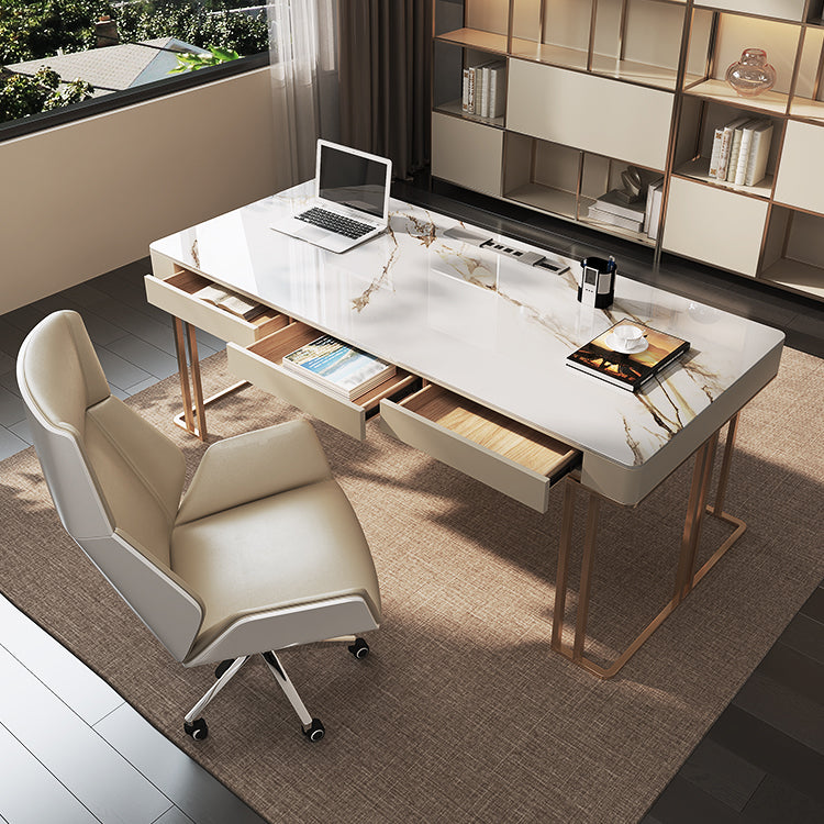 Escritorio de oficina de 3-Drawer de estilo glamoroso escritorio rectangular sinterizado