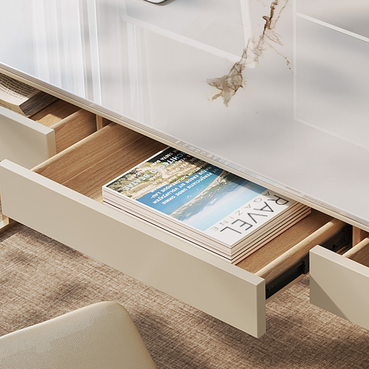 Escritorio de oficina de 3-Drawer de estilo glamoroso escritorio rectangular sinterizado