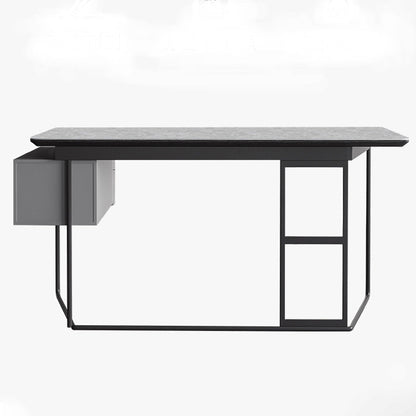 Rectangular Writing Desk Industrial Trestle Base Office Desk with 2 Drawers 63"L x 23.6"W x 29.5"H Clearhalo 'furn' 'furn_office_desk' 'Furniture' 'Office Desks' 'Office Furniture' 'office_desk' 5839280