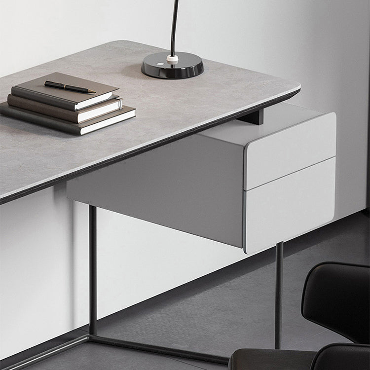 Rectangular Writing Desk Industrial Trestle Base Office Desk with 2 Drawers Clearhalo 'furn' 'furn_office_desk' 'Furniture' 'Office Desks' 'Office Furniture' 'office_desk' 5839283
