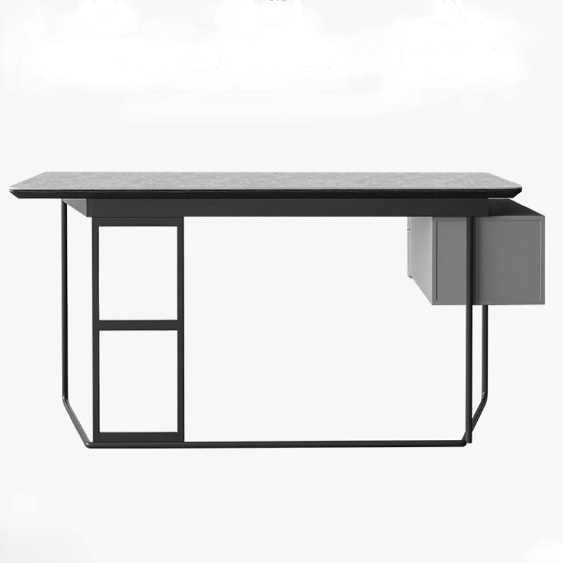 Rectangular Writing Desk Industrial Trestle Base Office Desk with 2 Drawers Clearhalo 'furn' 'furn_office_desk' 'Furniture' 'Office Desks' 'Office Furniture' 'office_desk' 5839284