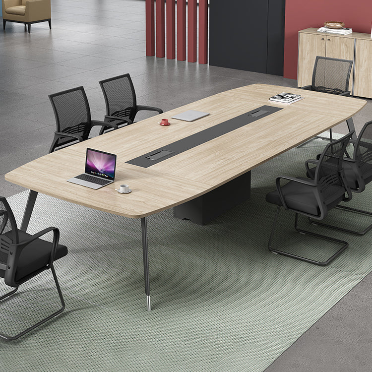 Escritorio de la oficina de madera artificial mesa de conferencia de la oficina de escritura curva de escritura curva