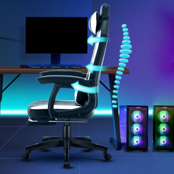 Sedia per computer armi regolabile moderna con ruote sedia da scrivania in leatine in finto.