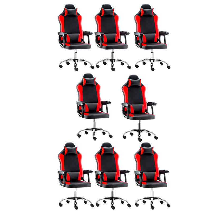 Sedia per computer armi regolabile moderna con ruote sedia da scrivania in leatine in finto.