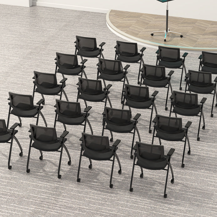 Chaise de conférence moderne à bras fixes, chaise de conférence en acier coulissante
