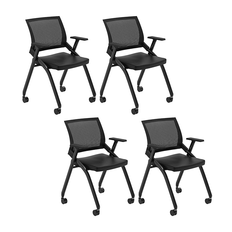 Chaise de conférence moderne à bras fixes, chaise de conférence en acier coulissante