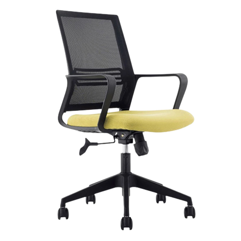 Modern Mid-Back Office Chair Black Frame No Distressing Desk Chair Yellow 1 Piece Casters Included Clearhalo 'furn' 'furn_office_chair' 'Furniture' 'Office Chairs' 'Office Furniture' 'office_chair' 5839673