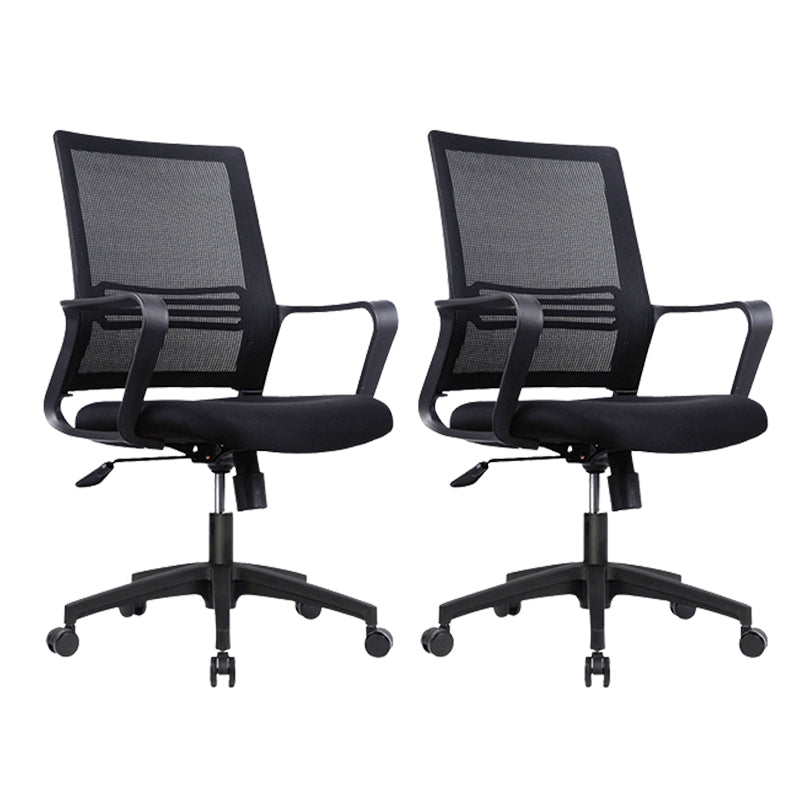 Modern Mid-Back Office Chair Black Frame No Distressing Desk Chair Black 2 Piece Set Casters Included Clearhalo 'furn' 'furn_office_chair' 'Furniture' 'Office Chairs' 'Office Furniture' 'office_chair' 5839676