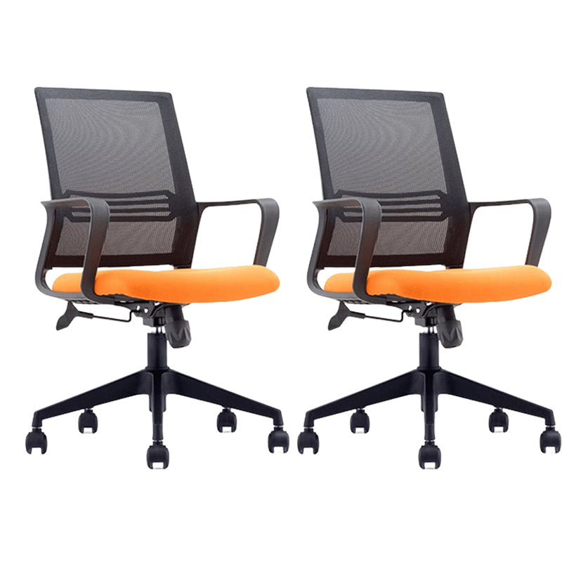 Modern Mid-Back Office Chair Black Frame No Distressing Desk Chair Orange 2 Piece Set Casters Included Clearhalo 'furn' 'furn_office_chair' 'Furniture' 'Office Chairs' 'Office Furniture' 'office_chair' 5839683