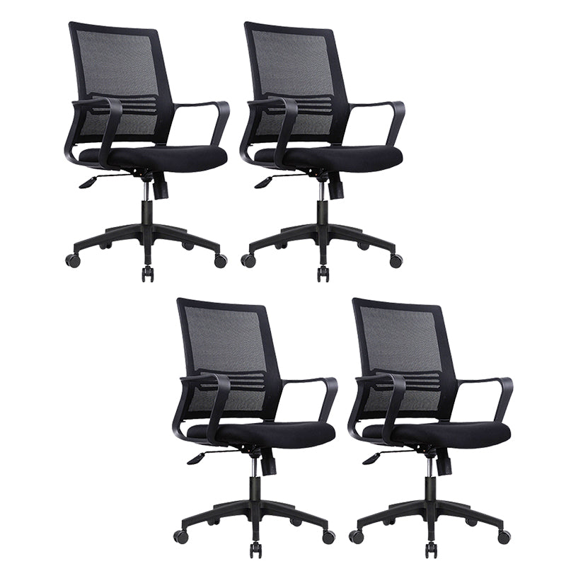 Modern Mid-Back Office Chair Black Frame No Distressing Desk Chair Black 4 Piece Set Casters Included Clearhalo 'furn' 'furn_office_chair' 'Furniture' 'Office Chairs' 'Office Furniture' 'office_chair' 5839684