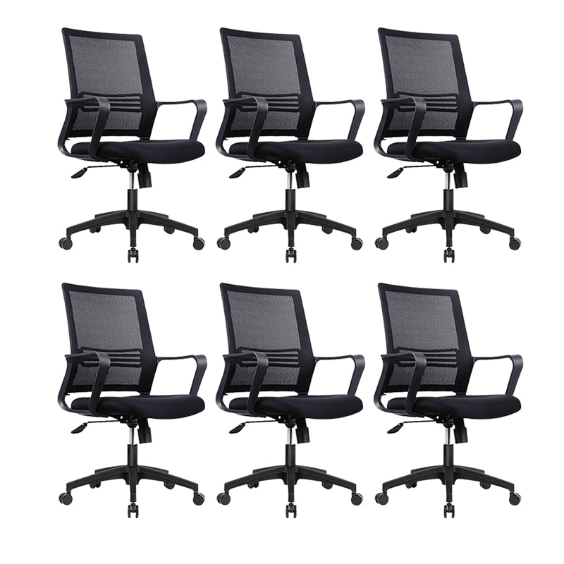 Modern Mid-Back Office Chair Black Frame No Distressing Desk Chair Black 6 Piece Set Casters Included Clearhalo 'furn' 'furn_office_chair' 'Furniture' 'Office Chairs' 'Office Furniture' 'office_chair' 5839693