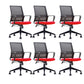 Modern Mid-Back Office Chair Black Frame No Distressing Desk Chair Red 6 Piece Set Casters Included Clearhalo 'furn' 'furn_office_chair' 'Furniture' 'Office Chairs' 'Office Furniture' 'office_chair' 5839694
