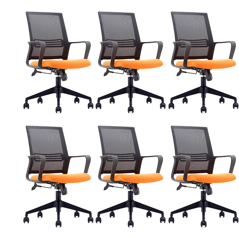 Modern Mid-Back Office Chair Black Frame No Distressing Desk Chair Orange 6 Piece Set Casters Included Clearhalo 'furn' 'furn_office_chair' 'Furniture' 'Office Chairs' 'Office Furniture' 'office_chair' 5839696