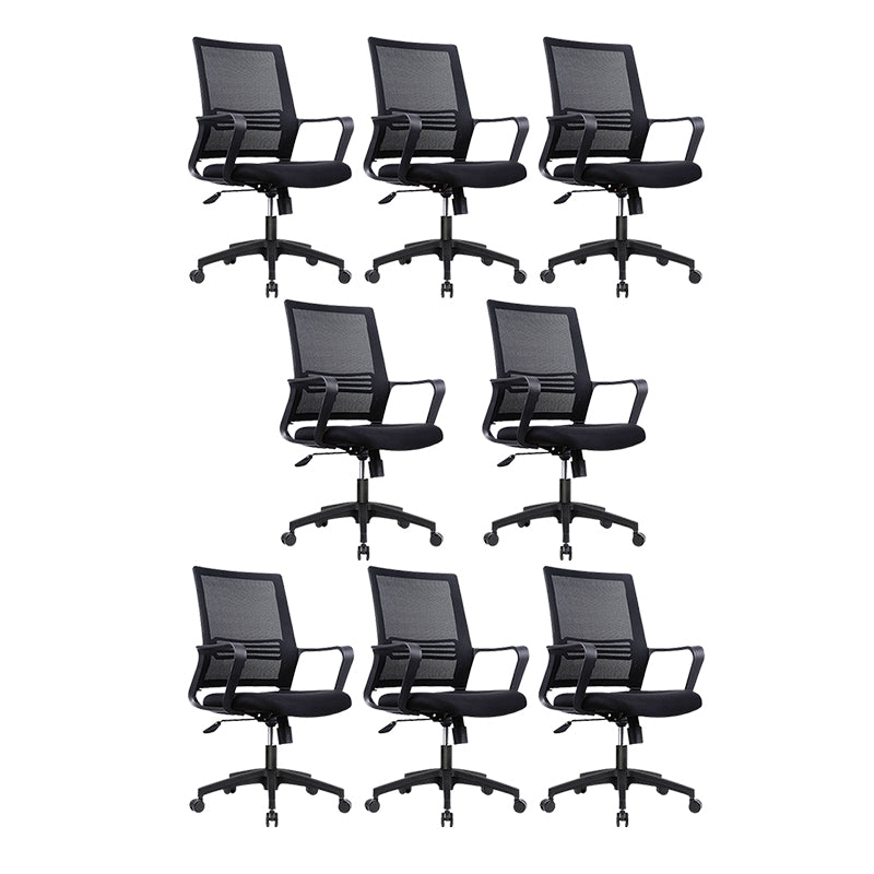 Modern Mid-Back Office Chair Black Frame No Distressing Desk Chair Black 8 Piece Set Casters Included Clearhalo 'furn' 'furn_office_chair' 'Furniture' 'Office Chairs' 'Office Furniture' 'office_chair' 5839697