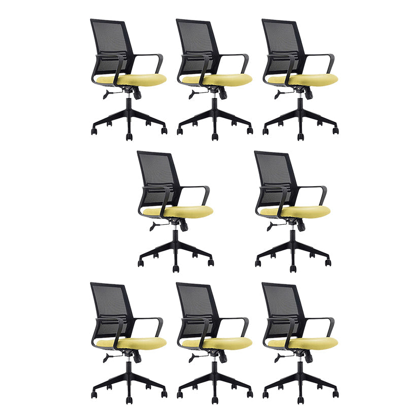 Modern Mid-Back Office Chair Black Frame No Distressing Desk Chair Yellow 8 Piece Set Casters Included Clearhalo 'furn' 'furn_office_chair' 'Furniture' 'Office Chairs' 'Office Furniture' 'office_chair' 5839699