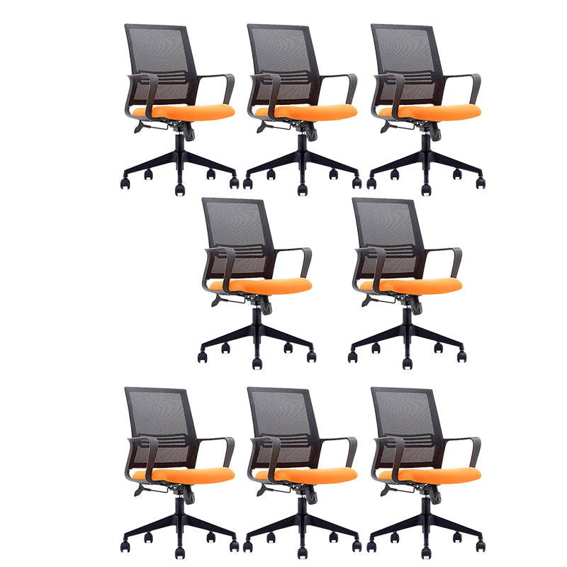 Modern Mid-Back Office Chair Black Frame No Distressing Desk Chair Orange 8 Piece Set Casters Included Clearhalo 'furn' 'furn_office_chair' 'Furniture' 'Office Chairs' 'Office Furniture' 'office_chair' 5839700
