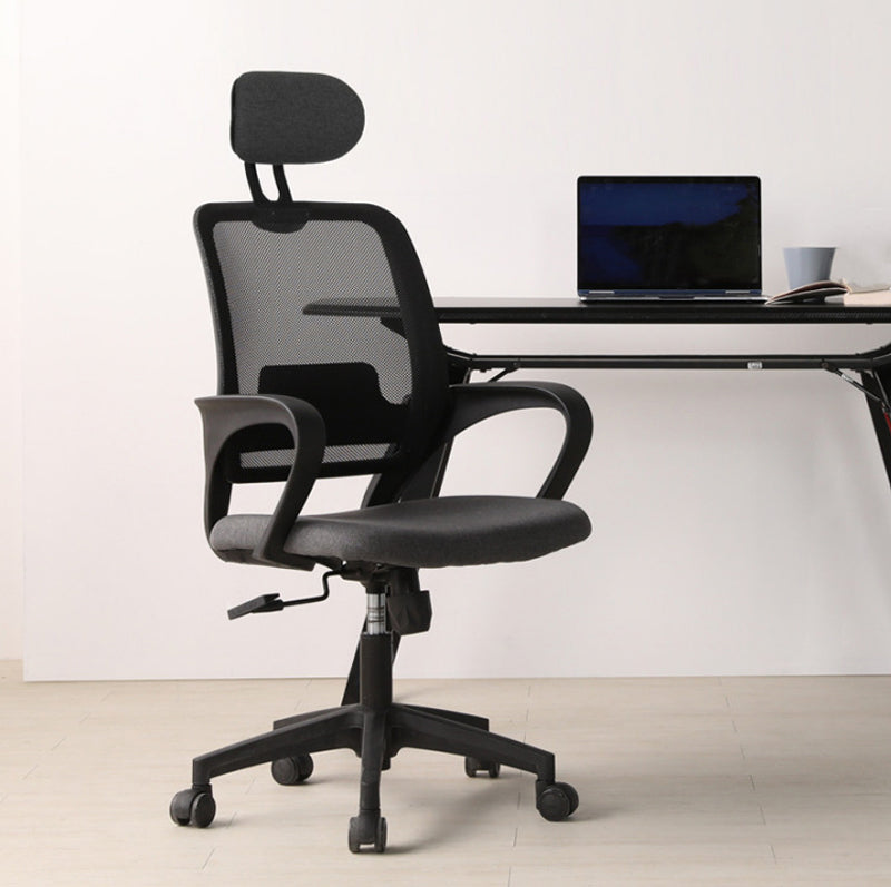 Silla de computadora moderna silla de reposapié fija silla de escritorio de nylon con ruedas