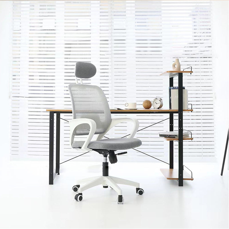 Silla de computadora moderna silla de reposapié fija silla de escritorio de nylon con ruedas