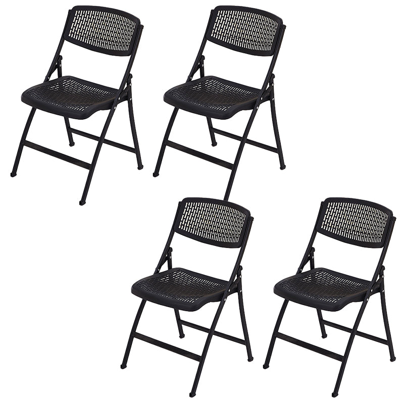 Modern Low Back Office Chair Plastic Armless Upholstered Office Chair Black 4 Piece Set Clearhalo 'furn' 'furn_office_chair' 'Furniture' 'Office Chairs' 'Office Furniture' 'office_chair' 5839873