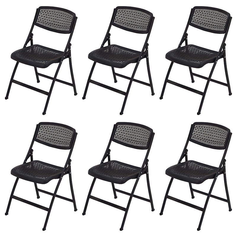 Modern Low Back Office Chair Plastic Armless Upholstered Office Chair Black 6 Piece Set Clearhalo 'furn' 'furn_office_chair' 'Furniture' 'Office Chairs' 'Office Furniture' 'office_chair' 5839875