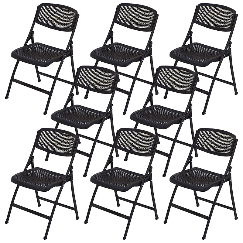 Modern Low Back Office Chair Plastic Armless Upholstered Office Chair Black 8 Piece Set Clearhalo 'furn' 'furn_office_chair' 'Furniture' 'Office Chairs' 'Office Furniture' 'office_chair' 5839878