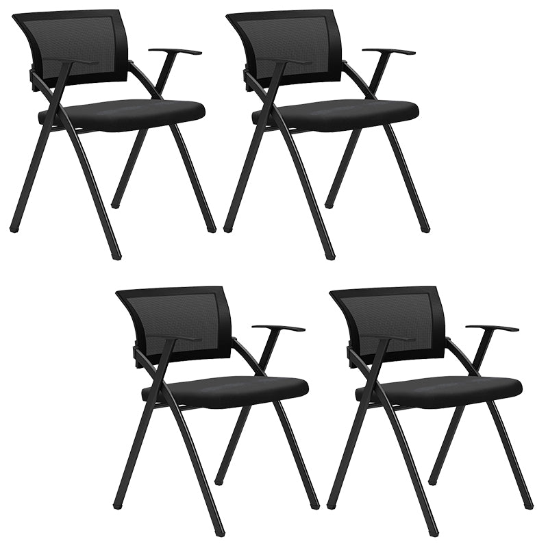 Black Frame Conference Chair No Distressing Fixed Arms Desk Chair Black Without Writing Pad 4 Piece Set Clearhalo 'furn' 'furn_office_chair' 'Furniture' 'Office Chairs' 'Office Furniture' 'office_chair' 5839965