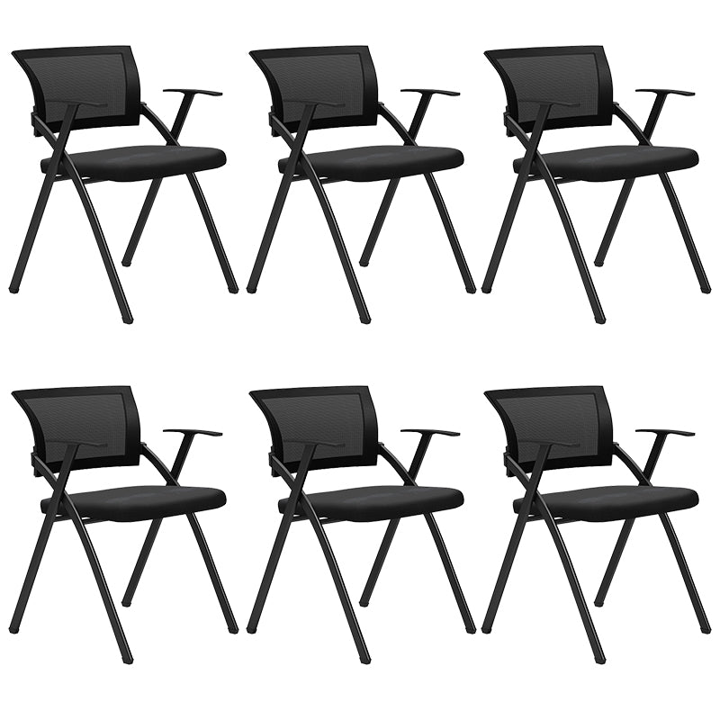 Black Frame Conference Chair No Distressing Fixed Arms Desk Chair Black Without Writing Pad 6 Piece Set Clearhalo 'furn' 'furn_office_chair' 'Furniture' 'Office Chairs' 'Office Furniture' 'office_chair' 5839968