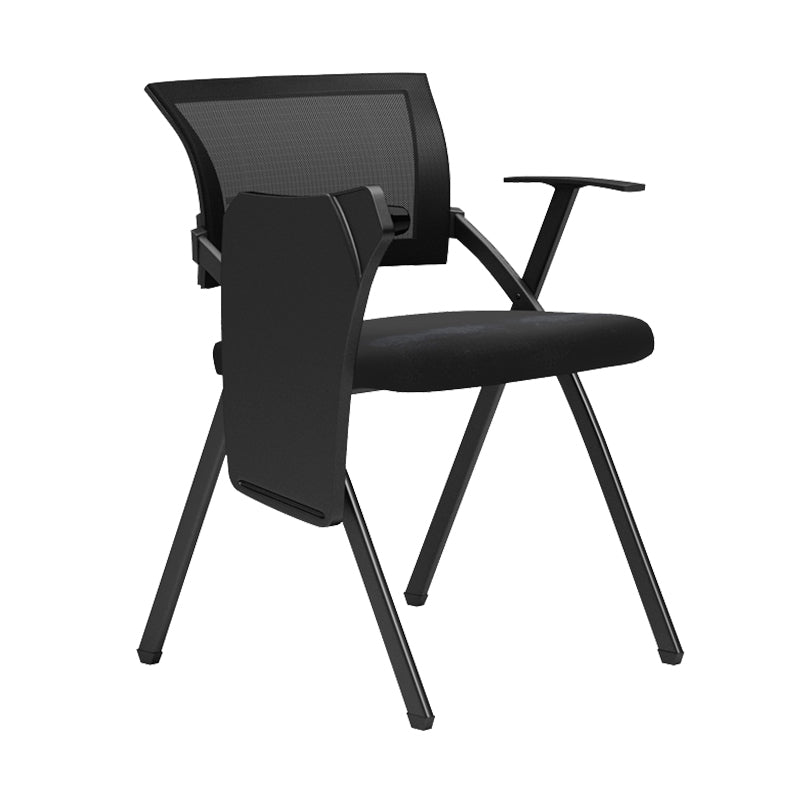 Black Frame Conference Chair No Distressing Fixed Arms Desk Chair Black With Writing Pad 1 Piece Clearhalo 'furn' 'furn_office_chair' 'Furniture' 'Office Chairs' 'Office Furniture' 'office_chair' 5839981