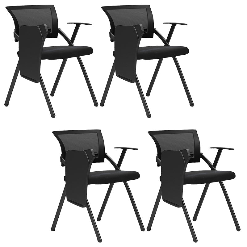 Black Frame Conference Chair No Distressing Fixed Arms Desk Chair Black With Writing Pad 4 Piece Set Clearhalo 'furn' 'furn_office_chair' 'Furniture' 'Office Chairs' 'Office Furniture' 'office_chair' 5839985