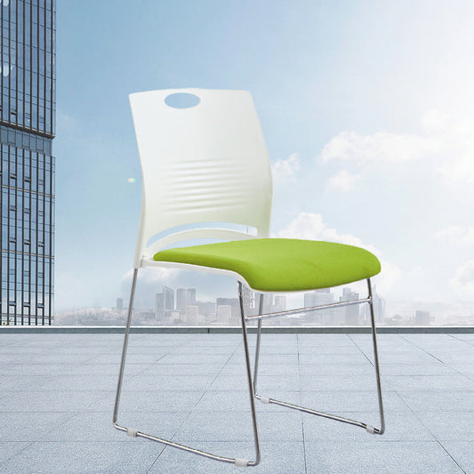 Modern Armless Upholstered Office Chair Low Back No Wheels Office Chair Green 1 Piece