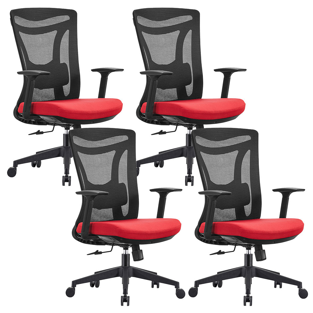 Modern Mesh Computer Chair High Back Chair with Adjustable Lumbar Support 4 Piece Set Clearhalo 'furn' 'furn_office_chair' 'Furniture' 'Office Chairs' 'Office Furniture' 'office_chair' 5840104