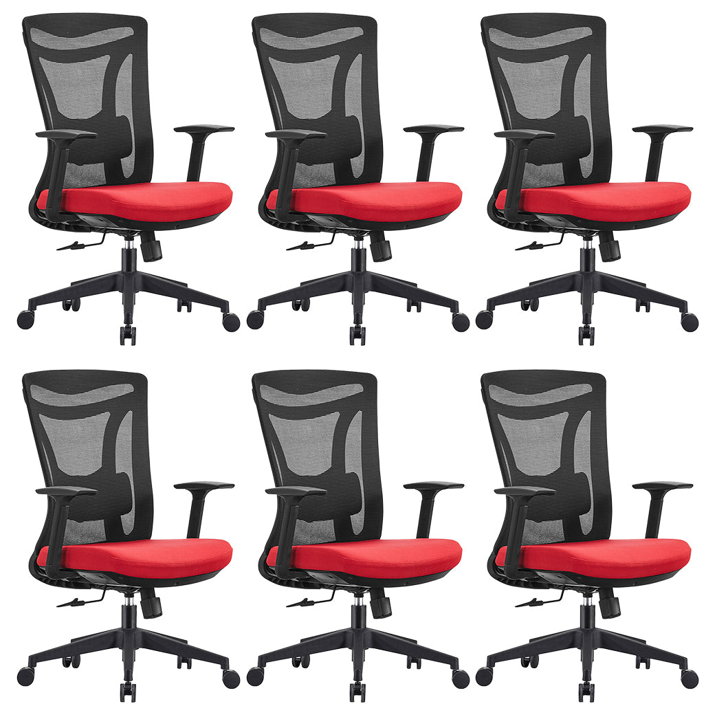 Modern Mesh Computer Chair High Back Chair with Adjustable Lumbar Support 6 Piece Set Clearhalo 'furn' 'furn_office_chair' 'Furniture' 'Office Chairs' 'Office Furniture' 'office_chair' 5840106