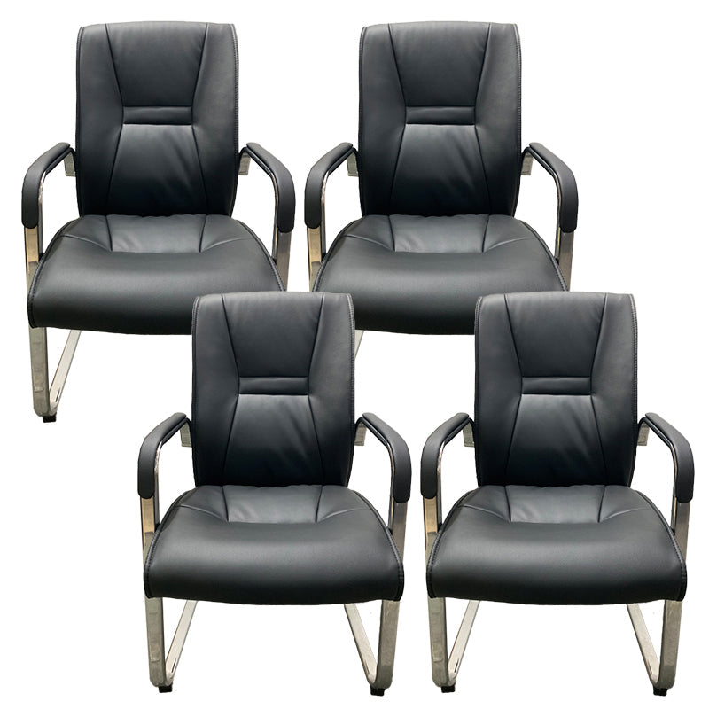 Faux Leather and Chrome Frame Office High Back Computer Chair Matte Black 4 Piece Set Clearhalo 'furn' 'furn_office_chair' 'Furniture' 'Office Chairs' 'Office Furniture' 'office_chair' 5840211