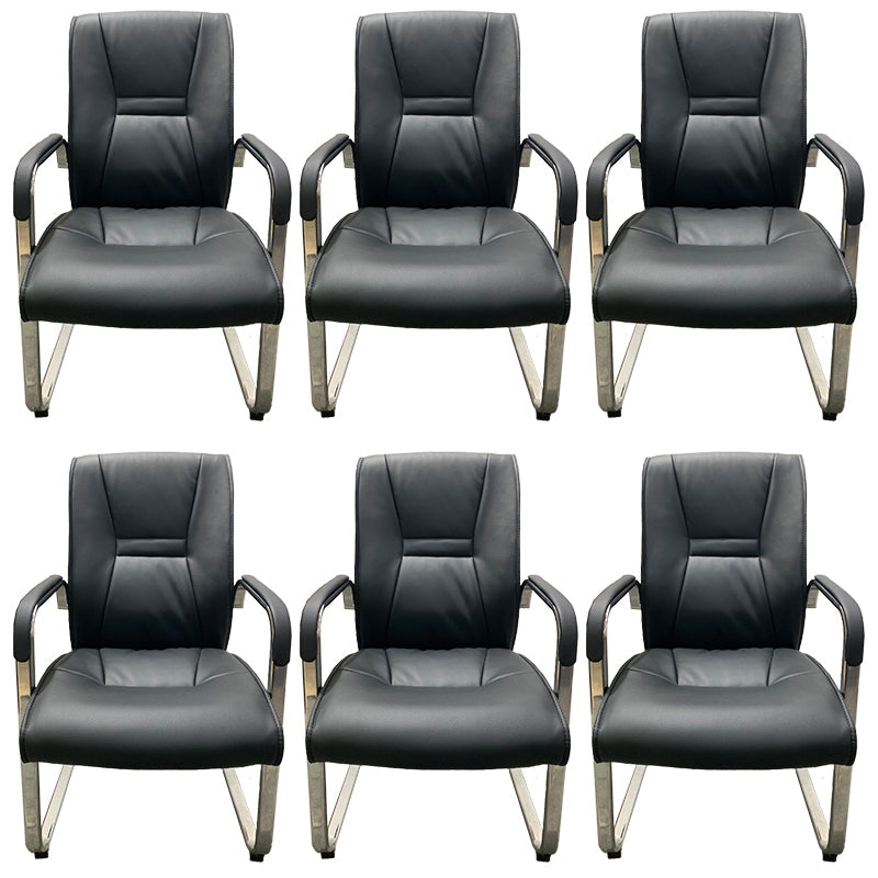 Faux Leather and Chrome Frame Office High Back Computer Chair Matte Black 6 Piece Set Clearhalo 'furn' 'furn_office_chair' 'Furniture' 'Office Chairs' 'Office Furniture' 'office_chair' 5840212