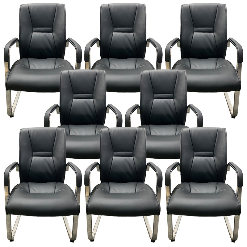 Faux Leather and Chrome Frame Office High Back Computer Chair Matte Black 8 Piece Set Clearhalo 'furn' 'furn_office_chair' 'Furniture' 'Office Chairs' 'Office Furniture' 'office_chair' 5840215