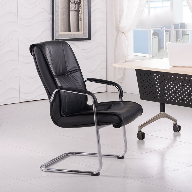 Faux Leather and Chrome Frame Office High Back Computer Chair Black 1 Piece Clearhalo 'furn' 'furn_office_chair' 'Furniture' 'Office Chairs' 'Office Furniture' 'office_chair' 5840217