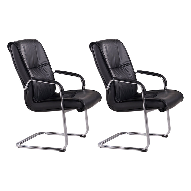 Faux Leather and Chrome Frame Office High Back Computer Chair Black 2 Piece Set Clearhalo 'furn' 'furn_office_chair' 'Furniture' 'Office Chairs' 'Office Furniture' 'office_chair' 5840219