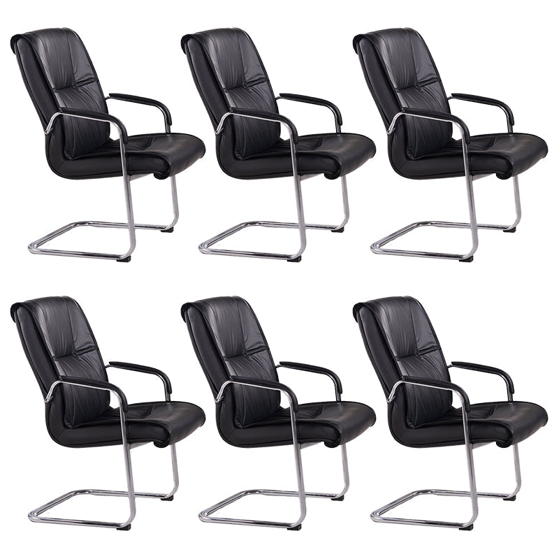 Faux Leather and Chrome Frame Office High Back Computer Chair Black 6 Piece Set Clearhalo 'furn' 'furn_office_chair' 'Furniture' 'Office Chairs' 'Office Furniture' 'office_chair' 5840222