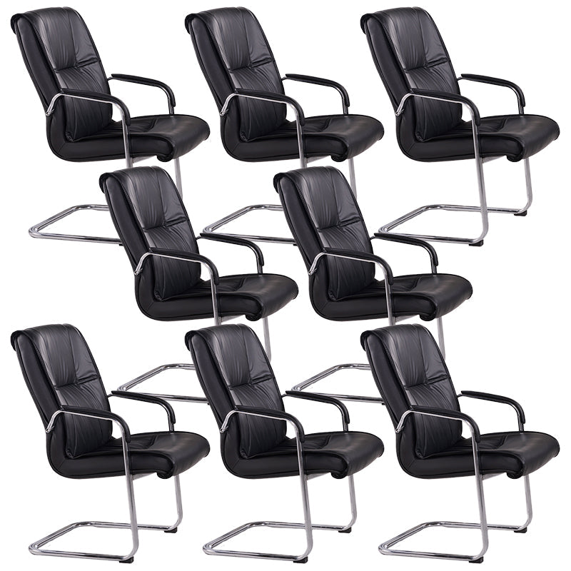 Faux Leather and Chrome Frame Office High Back Computer Chair Black 8 Piece Set Clearhalo 'furn' 'furn_office_chair' 'Furniture' 'Office Chairs' 'Office Furniture' 'office_chair' 5840224